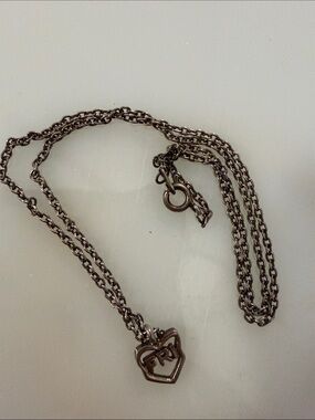 Heart Pendant Necklace with FRI Logo - Dark Gunmetal